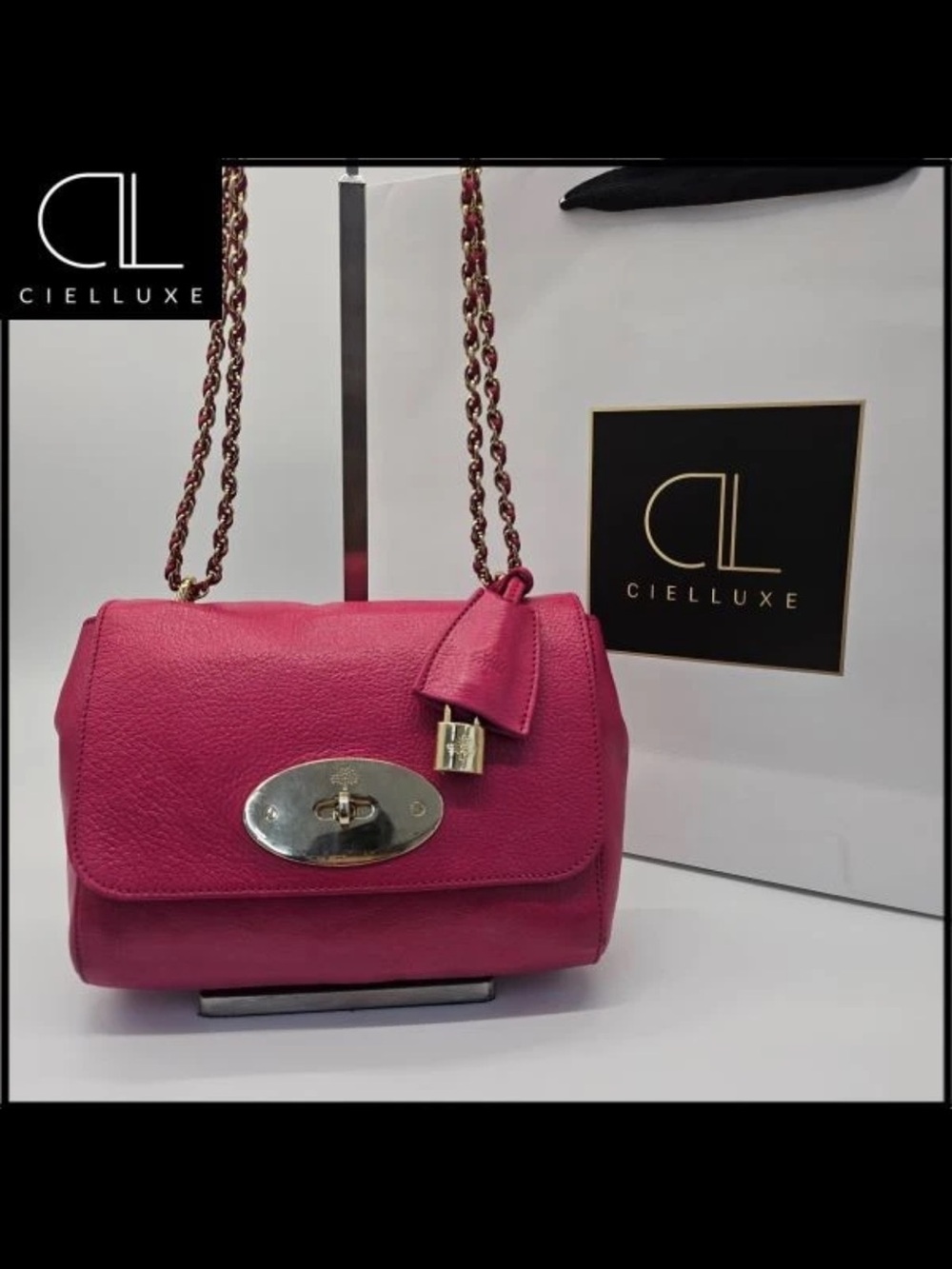 Mulberry Hot Pink Leather Chain Shoulder Bag